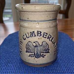 ZP Stamped 1980 Eagle Crock Pottery Stoneware Handmade Gray & Blue Salt Glaze